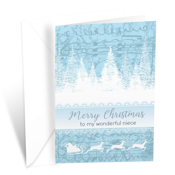 Christmas Card Niece | Made in America | Eco-Friendly | Thick Card Stock with Premium Envelope 5in x 7.75in | Packaged in Protective Mailer | Prime Greetings