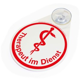 BOI DOKUTECH Therapist in Service Safety Sign with Suction Cup Red 8 x 11 cm PVC Sign Medical Use Simple