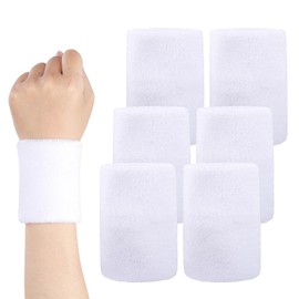 HPYLIS Sweatbands Sports Wristbands for Man & Women Moisture Wicking Athletic Cotton Terry Cloth Sweatband for Soccer, Basketball, Running, Gym, Football,Working (White)