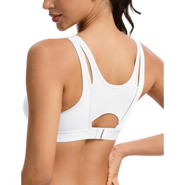 WingsLove High Impact Sports Bra for Women Seamless Wireless Racerback Running Bra with Molded Cups No Bounce,White​,36D