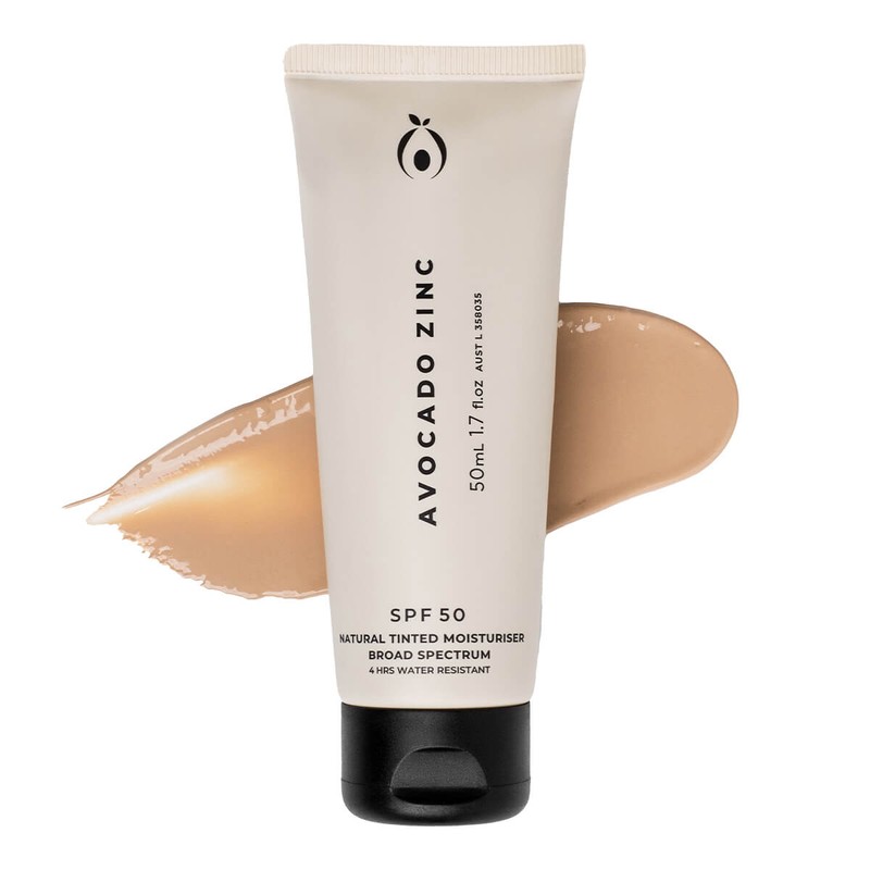 Avocado Zinc SPF50 Natural Tinted Moisturiser, Light-Medium 50ml