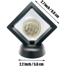 WICHBEEN Coin Display Frame, Set of 2 3D Floating Frame Display Holder Box with Stand Diamond Square for Medallion Challenge Coin Chip Jewelry Decorative (Black)