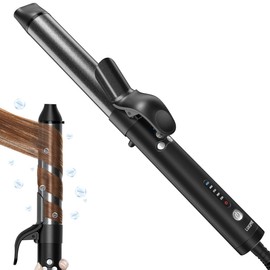 Luxspire Rotating Curling Iron, 1 1/4 inch Automatic Curling Iron Instant Heat Ionic Curling Wand with Long Titanium Barrel for Long Hair, Professional Self Curling Wand Hair Curler, Black