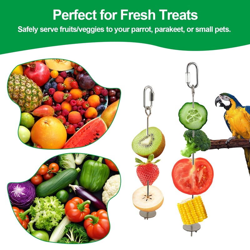 2 Pcs Bird Cage Food Holder Stainless Steel Parrot Fruit