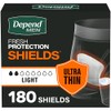 Depend Shields Incontinence Pads for Men, Light Absorbency, 180 Count,