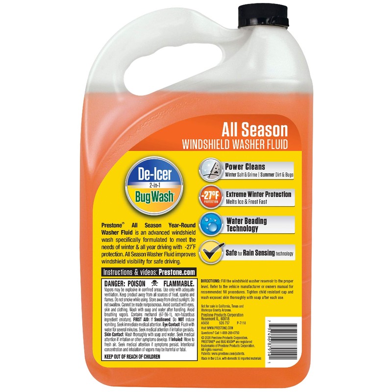 Prestone AS658-6PK Deluxe 3-in-1 Windshield Washer Fluid, 1 Gallon (Pack