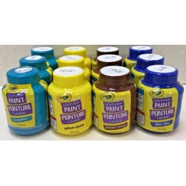 Crayola Washable Kids Paint, Turquoise, Yellow, Brown & Blue, 12 PK (4 Ea Color)