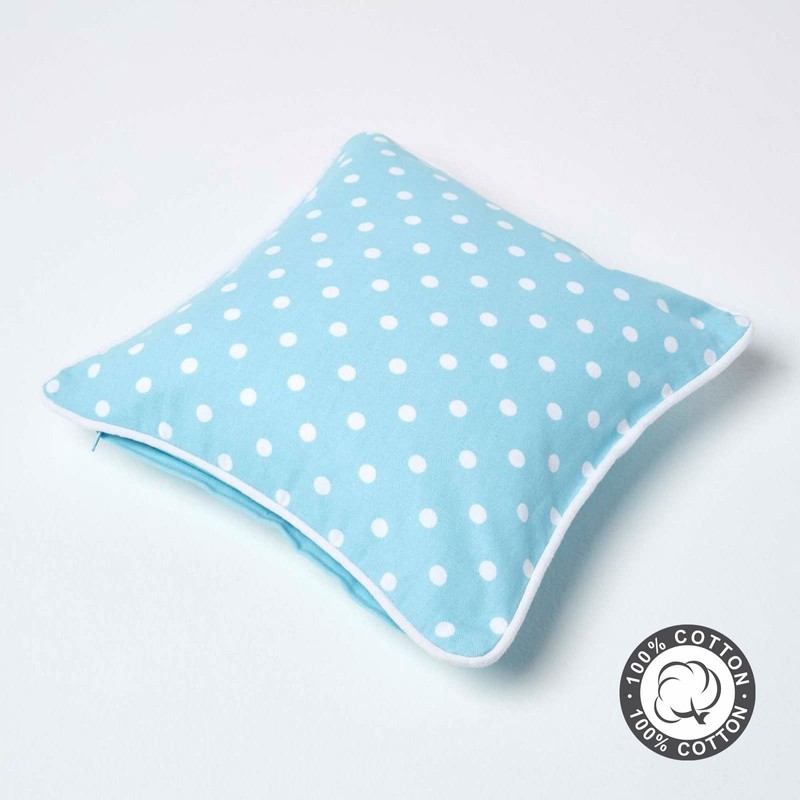 Homescapes Polka Dot Cushion Cover for Decorative Cushions, Light Blue,