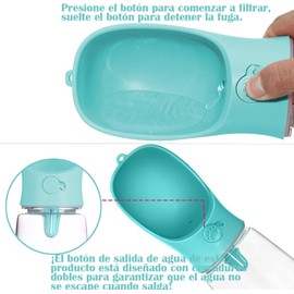 Botella de Agua para Perros, Botella de Agua Portátil Plegable Mascotas, Dispensador Agua Cachorros a Prueba Fugas con Alimentador Mascotas Caminar al Aire Libre, Senderismo Viajes (C, 350 ML)