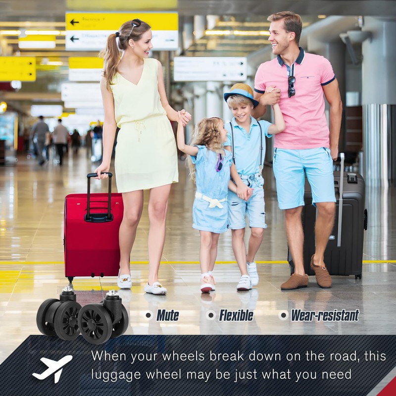 Zoofen Luggage Wheels Replacement with Brake - 2pcs Wear-Resistant Suitcase