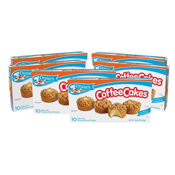 Drake's 10 ct Coffee Cakes with Cinnamon Streusel Topping 11.5 oz (Pack of 6)