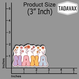 (3Pcs) Nana Floral Sticker Funny Family Mother Day, Pretty Mom Mama Decal, Celebrate Your Mom Gigi Love, Gifts for Grandma Decoration Book Laptop Phone Waterproof Vinyl Water Bottle Gifts 3x2 Inch