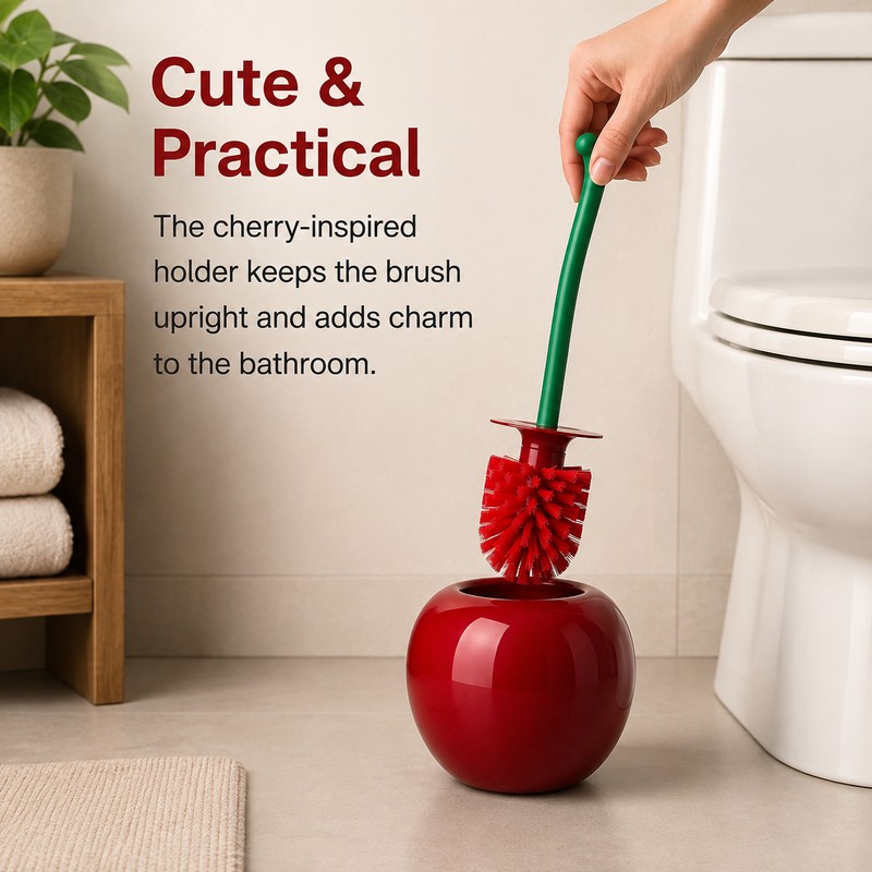 Cherry Shape Toilet Brush with Holder for Bathroom Cleaning –
