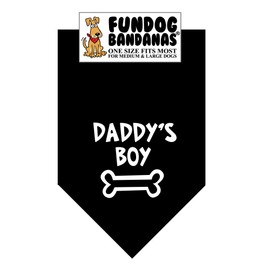 Daddy's Boy Dog Bandana (One Size Fits Most for Medium to Large Dogs, Black)