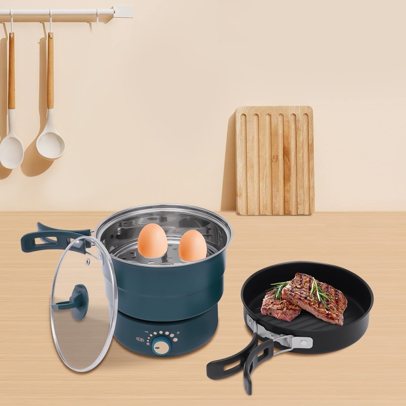 Portable Electric Hot Pot with Foldable Handles, Non-stick Frying Pan,
