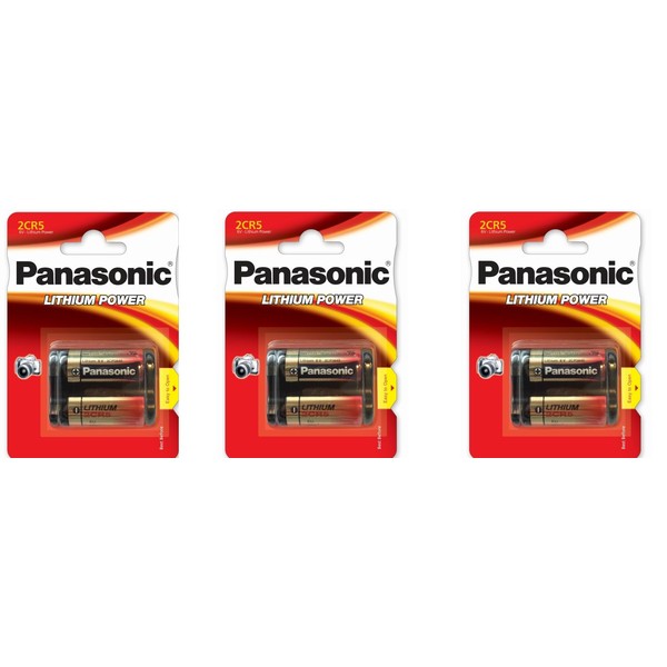 Panasonic 3 2CR5 6-Volt Photo Lithium Cylinder Batteries 2CR5M