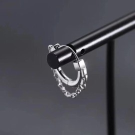 Unbranded 925 Silver Plated Chain Hoop Earrings for Men Women,Punk Hip Hop Earrings