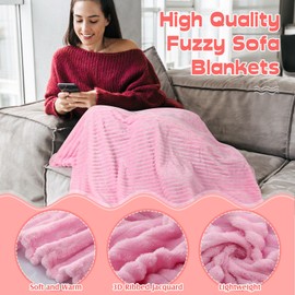 Buryeah 50 x 60 Inches Fleece Throw Blanket Soft Cute Warm Plush Flannel Fluffy Blankets for Sofa Couch Bed Seasons Employee Appreciation Gifts Bulk(Pink)