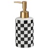 Queen-b Soap Dispenser, Ceramic, Checkered Pattern, Stylish, Refill, Bottle, 10.1