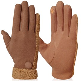 Women Gloves for Cold Weather, Women Gloves with Cute Ball Touchscreen Fingers Thick Derong Warm Ladies Gloves, Women Winter Gloves Soft Thermal Glove for Traveling, Cycling, Running