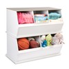 Badger Basket Two Bin Stackable Toy Storage Cubby Organizer -
