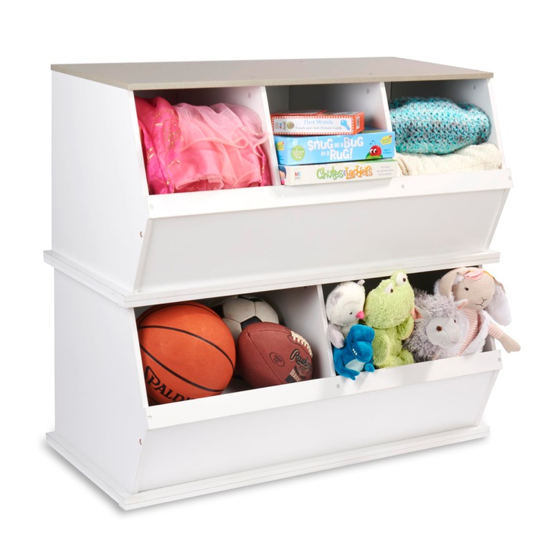 Badger Basket Two Bin Stackable Toy Storage Cubby Organizer -