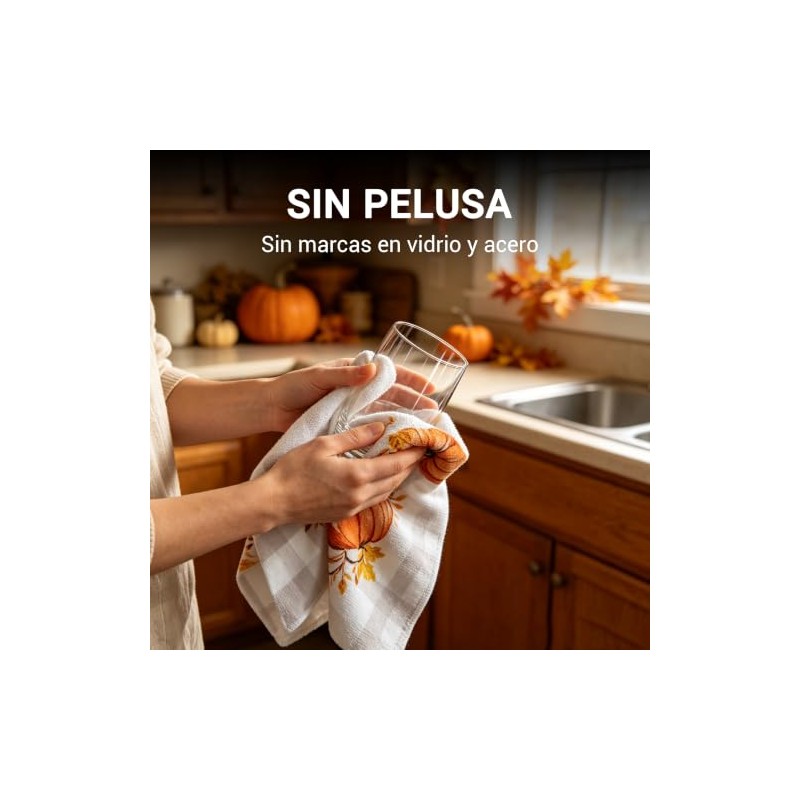 Kinearcharms Toallas de Cocina Calabaza Naranja otoño Juego de 2-43x66
