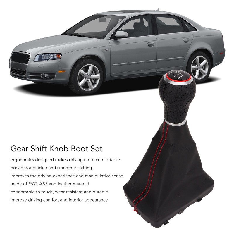 Gear Shift Knob Boot Set 5 Speed PVC Leather Gearstick