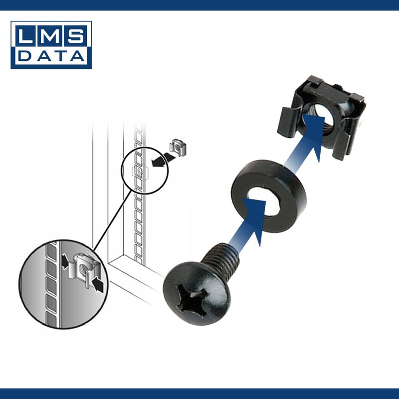 20-Pack of Black M6 Cage Nuts & Screws for Rack