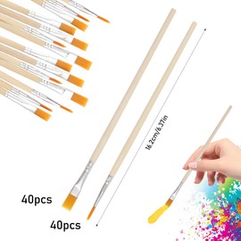 DBALL 80 Stück Pinselset Acrylfarben Hochwertiges Künstler Fein Pinsel Mit Holzgriff Hochwertiges Pinselset Geeignet für Künstler Erwachsene Und Kinder（Gelb）