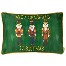 furn. Nutcracker Cracking Christmas Cushion Cover, Green