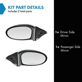 TRQ Driver & Passenger Side Mirror Set Power Compatible with 1999-2004 Oldsmobile Alero GM1320275 GM1321275