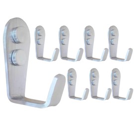 Beilala Coat Hooks Wall Mounted, 8 Pack Brushed Steel Door Hooks Heavy Duty Single Small Metal L Hangers for Clothes Robe Towel Hat Bag Key Cup, Silver