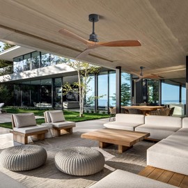 Sofucor 52 Inch Wood Ceiling Fans without Lights 3 Wood Reversible Blades Controlled by Remote, Farmhouse Ceiling Fan with DC Motor No Light For Living Room, Bedroom, Dinning Room, Patio With Cover