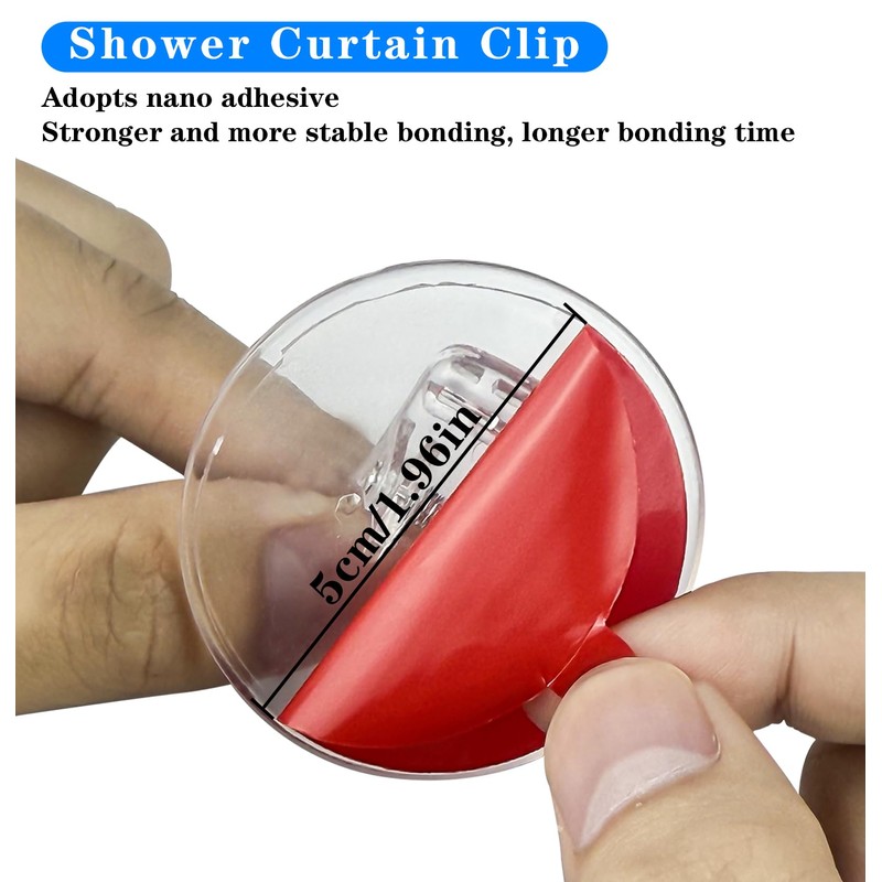 4 Pack Shower Curtain Clips, Windproof Shower Splash Guard，Self Adhesive