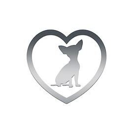 Chihuahua Heart Silhouette Car Window Vinyl Decal Sticker 4.5" x 5" (Silver)