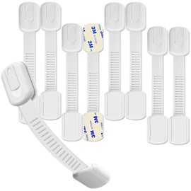 Hion Child Safety Locks,8 Pack Adjustable Cupboard Locks for Children Baby,Baby Proof Safety Locks for Cupboard Cabinet Fridge Drawer Refrigerator Kitchen Toilet - Easy Install,No Tools Needed