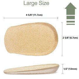 JKcare Gel Heel Lifts, 1/2 Inch Height Increase Insoles for Leg Length Discrepancy - Large Shoe Lifts for Men, Shoe Inserts Comfort Half Foot Pads for Heel Pain