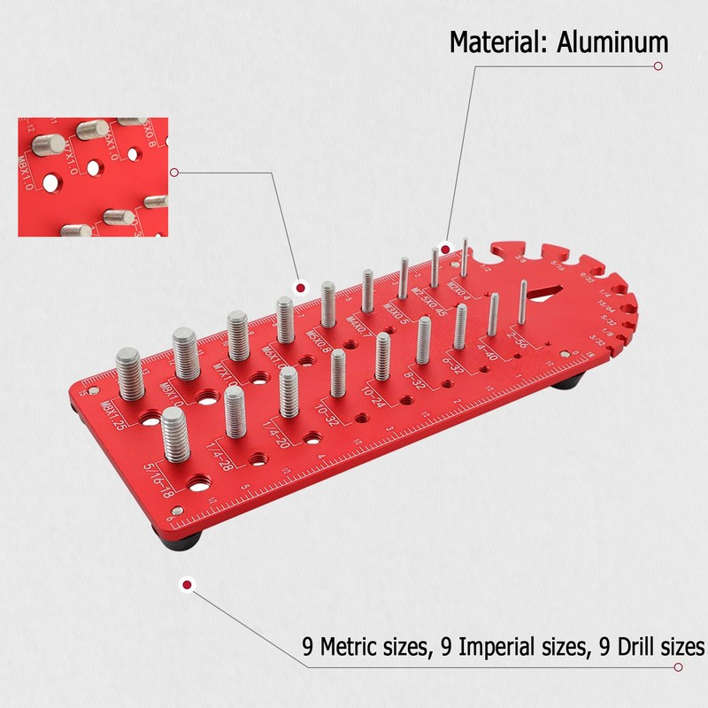 findmall Thread Identifier Gauges Nut and Bolt Thread Checker Multi-Function