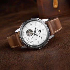 BISONSTRAP Leather Watch Band 23mm, Antique Watch Straps for Men, Supple and Breathable Calfskin, Brown/Gold Buckle