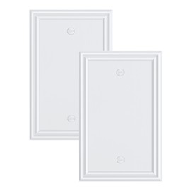 TREEWELL 2-Pack Single Blank Wall Plates, Durable Solid Zinc Alloy Blank Outlet Covers, Decorative Pure White Wall Plate Cover for Unused Outlets/Switches, Corrosion Resistant