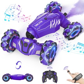 Dysaim Remote Controlled Car from 6 7 8 9 10 12 Years, RC Stunt Car, 360° Rotation Drift 4WD RC Car with Hand Control, 2.4 GHz Hand-Controlled Car for Boys, Girls, Christmas Gifts Children, Purple