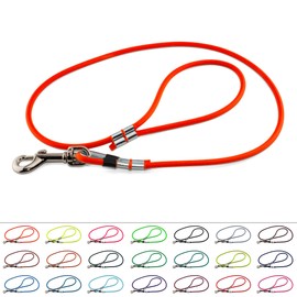 LENNIE BioThane Lead Round Diameter 8 mm 1 m Long with Hand Strap Neon Orange