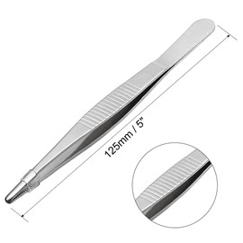 sourcingmap 4 Pcs 5-Inch Stainless Steel Straight Blunt Tweezers with Serrated Tip