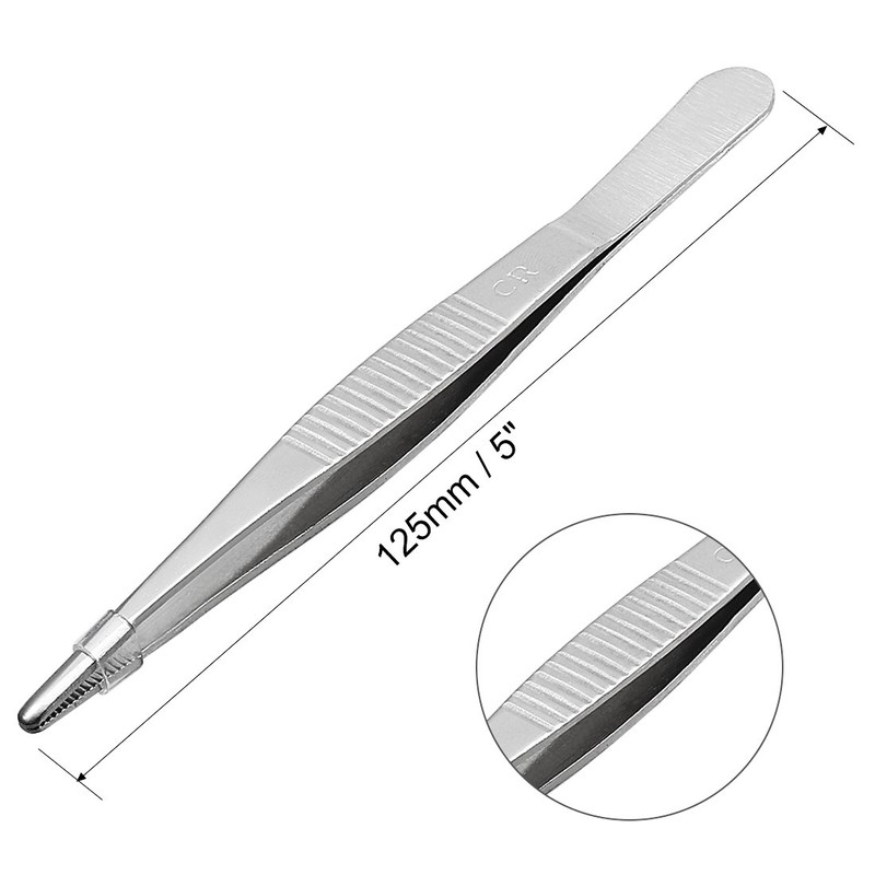 sourcingmap 4 Pcs 5-Inch Stainless Steel Straight Blunt Tweezers with