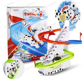 UNOMI Dalmatian Puppy Spotty Dog Chasing Racetrack Game Payset w/ Light & Music 4 Kids