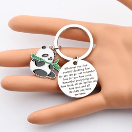 Lywjyb Birdgot Funny Panda Keychain Panda Bear Gift Inspirational Keychain for Women Girls (panda key)