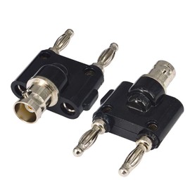 onelinkmore BNC Female to Dual Banana Male Plug Jack Binding Posts RF Coaxial Adapter BNC to BNC Male Banana Coax Jack Splitter Connector Pack of 2