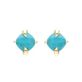 Ivy Gems 9ct Yellow Gold Pineapple Cut Turquoise Stud Earrings