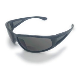 MyUV Sports Oceanside Wrap Nearly Invisible Line Bifocal Sunglass Readers (Black, 2.0)
